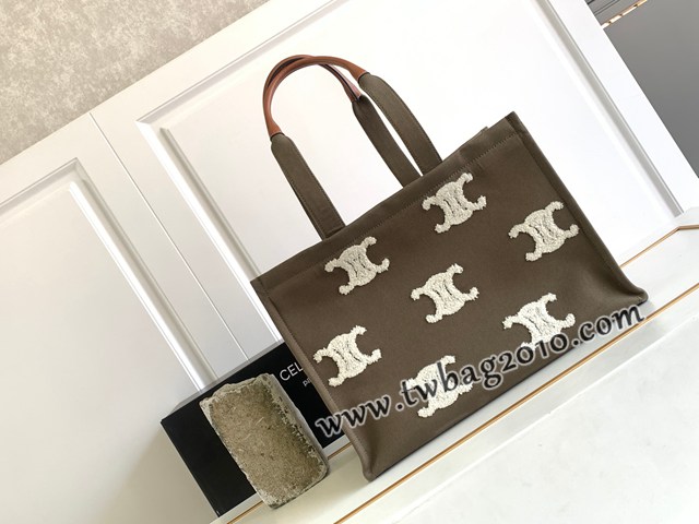 Celine專櫃Tote Cacbs2023秋冬最新系列購物包 196762 賽琳方形深褐色大號徽標logo字母托特手提包 sldj2374